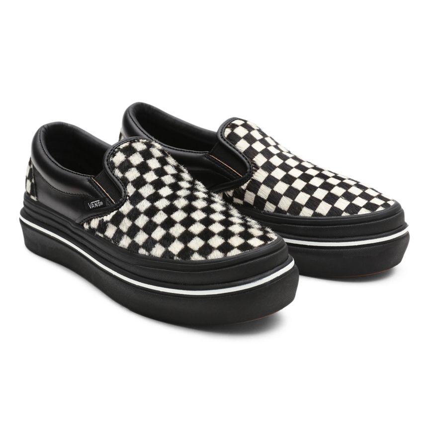 Vans Fury Super ComfyCush Slip-On Dam Svarta/Vita - Vans Slip On Skor Prisjakt (SBQVP7480)